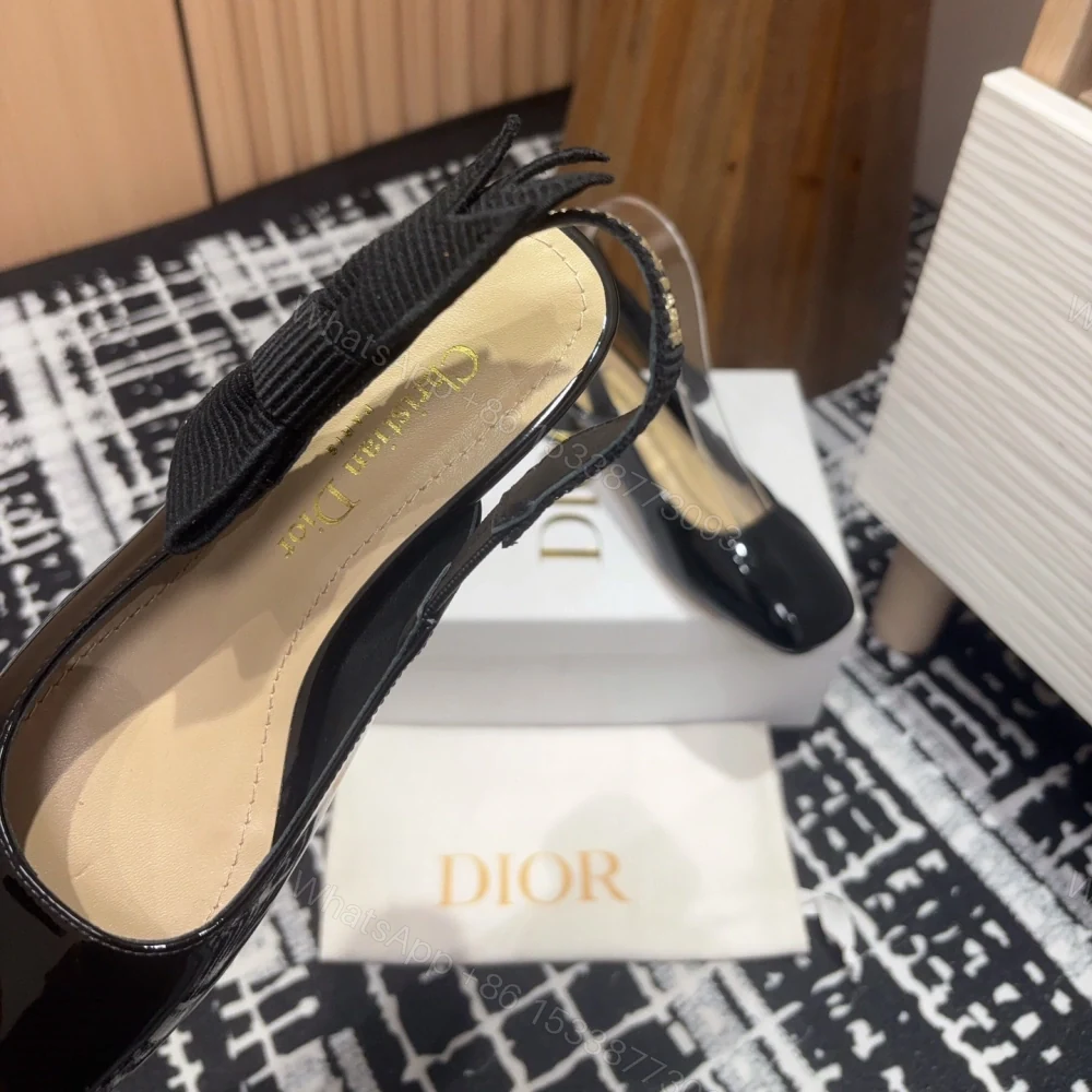 View 5 of 高仿Dior*Miss系列KDV273露跟蝴蝶結矮踭鞋黑色免檢版