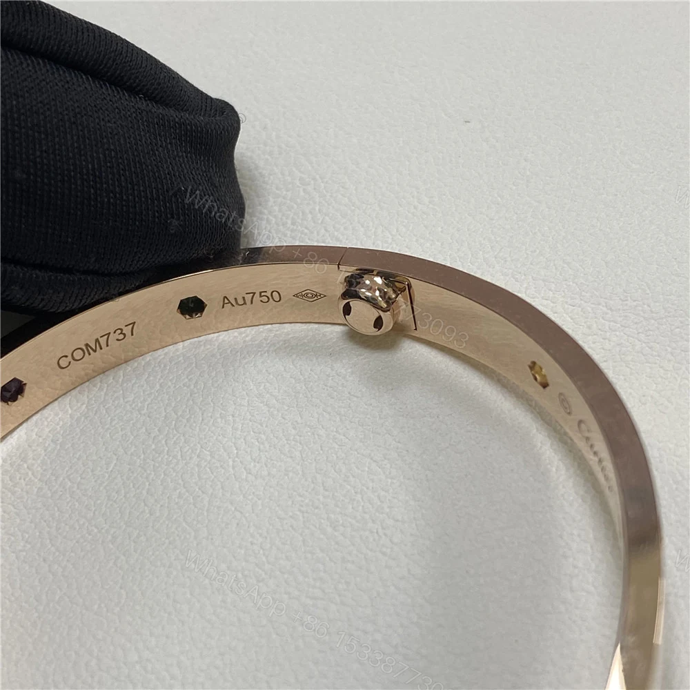 View 5 of Fake Cartier 18ct Rose Gold Rainbow Love Bracelet 10 Gemstones