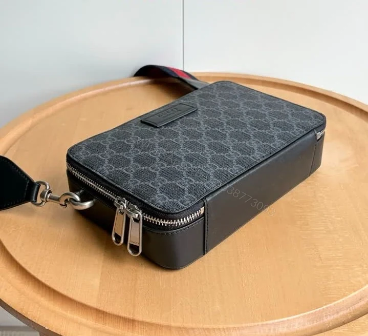View 4 of Gucci GG Supreme Mini Black Leather Crossbody Bag TB308