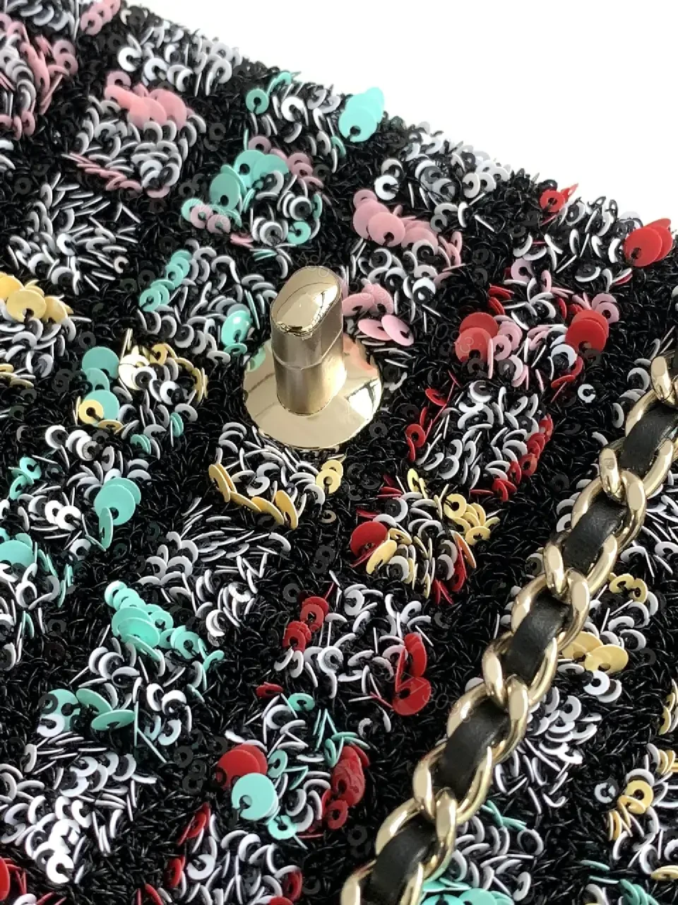 View 6 of Multicolor Tweed Chain-Shoulder Bag with CC Logo Clasp