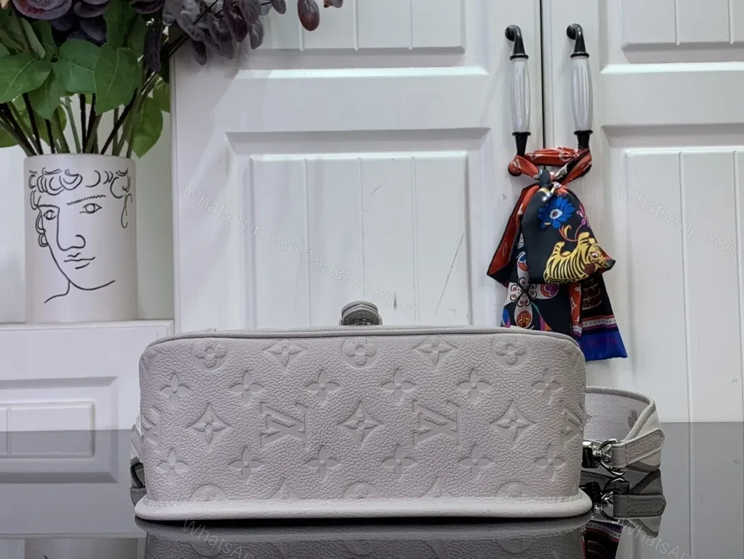 View 8 of Soft Gray Pebble Leather Monogram Flap Bag - Everyday Luxe
