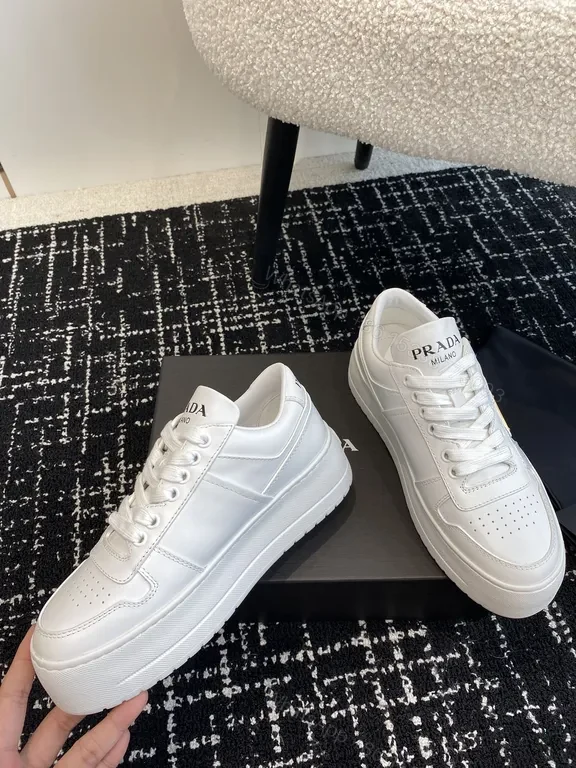 View 9 of Minimalist White Leather Suede-Trim Sneakers: Luxury Comfort