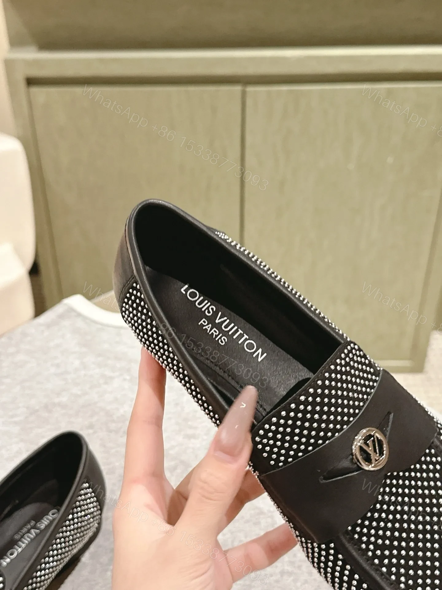 View 5 of LV Women Black White Canvas Loafers