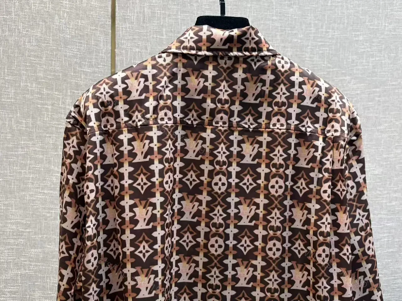View 8 of Patterned Silk-Blend Shirt: Luxe Geometric Pattern, Silk-Blend, Buttoned Shirt