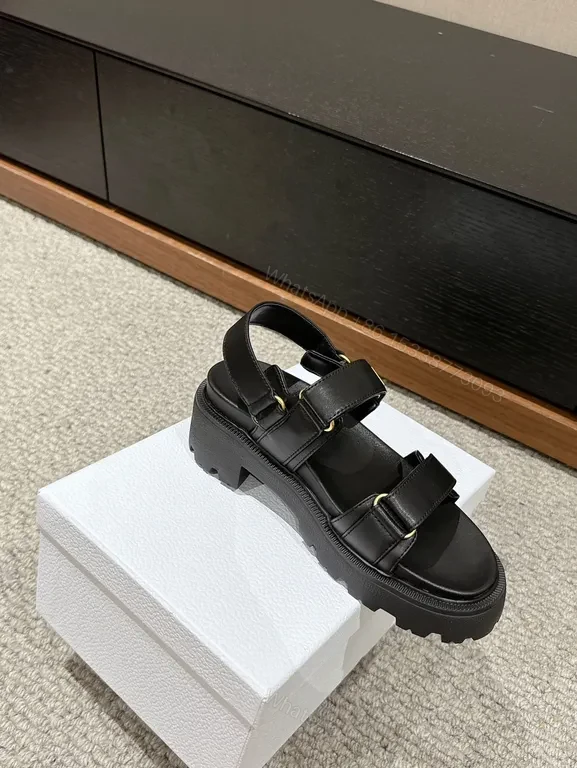 View 8 of Chunky Straps Sandals â€” Black Leather, Dior-Inspired, Signature Comfort Sandals
