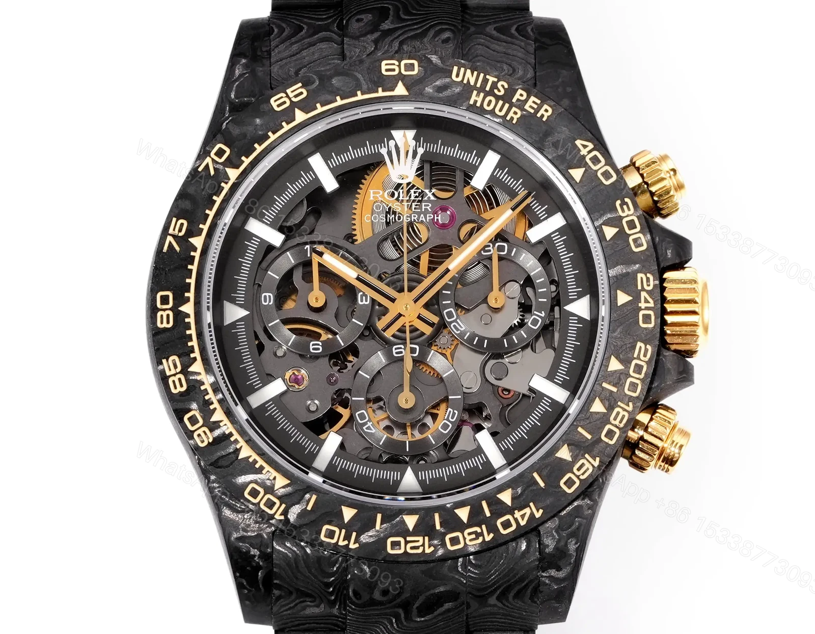 View 3 of Rolex Daytona DiW Carbon Skeleton Red Accents Replica Watch 116500LN