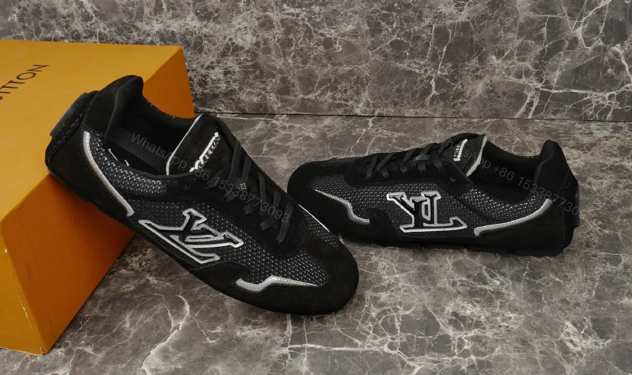 View 2 of Black Suede-Trim Graphic Sneakers: Modern Comfort, Edge