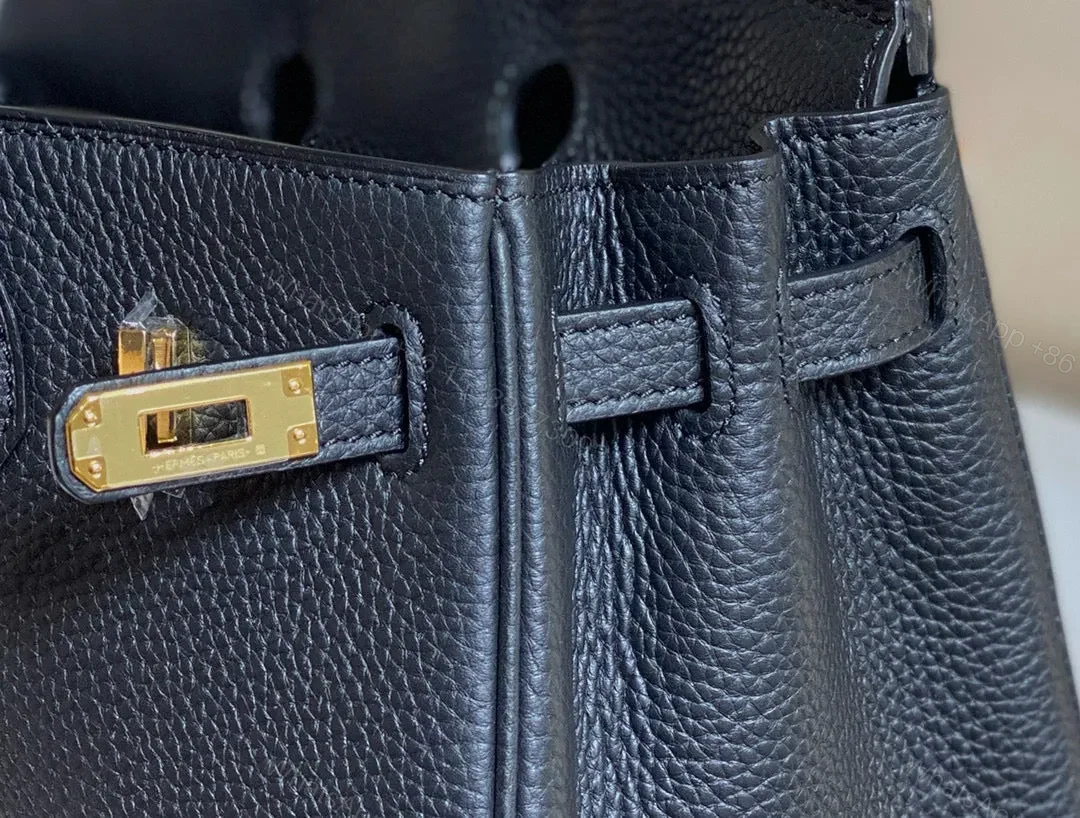 View 7 of HN 30CM IN BLACK TOGO LEATHER GOLD HARDWARE