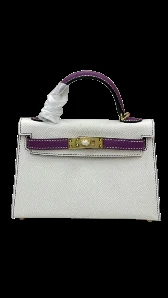 Hermès Mini Kelly Sellier 20 in white Epsom leather — view 1