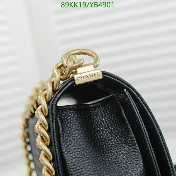 View 6 of Chanel Boy Medium Leather Black Handbag