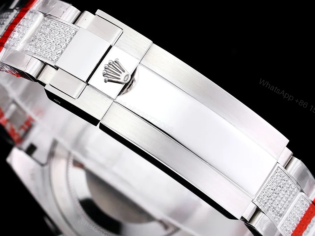 View 8 of Rolex Full Iced Diamond Dial Three-Link Bracelet Luxury Watch 42mm Ultimate Edition RG-ROLEX-FULL-ICED-DIAMOND-GRN-001