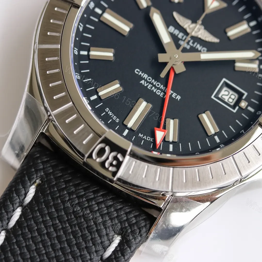 View 6 of Breitling Avenger Automatic GMT 45 Watch – Black Dial, Stainless Steel Case, Black Strap
