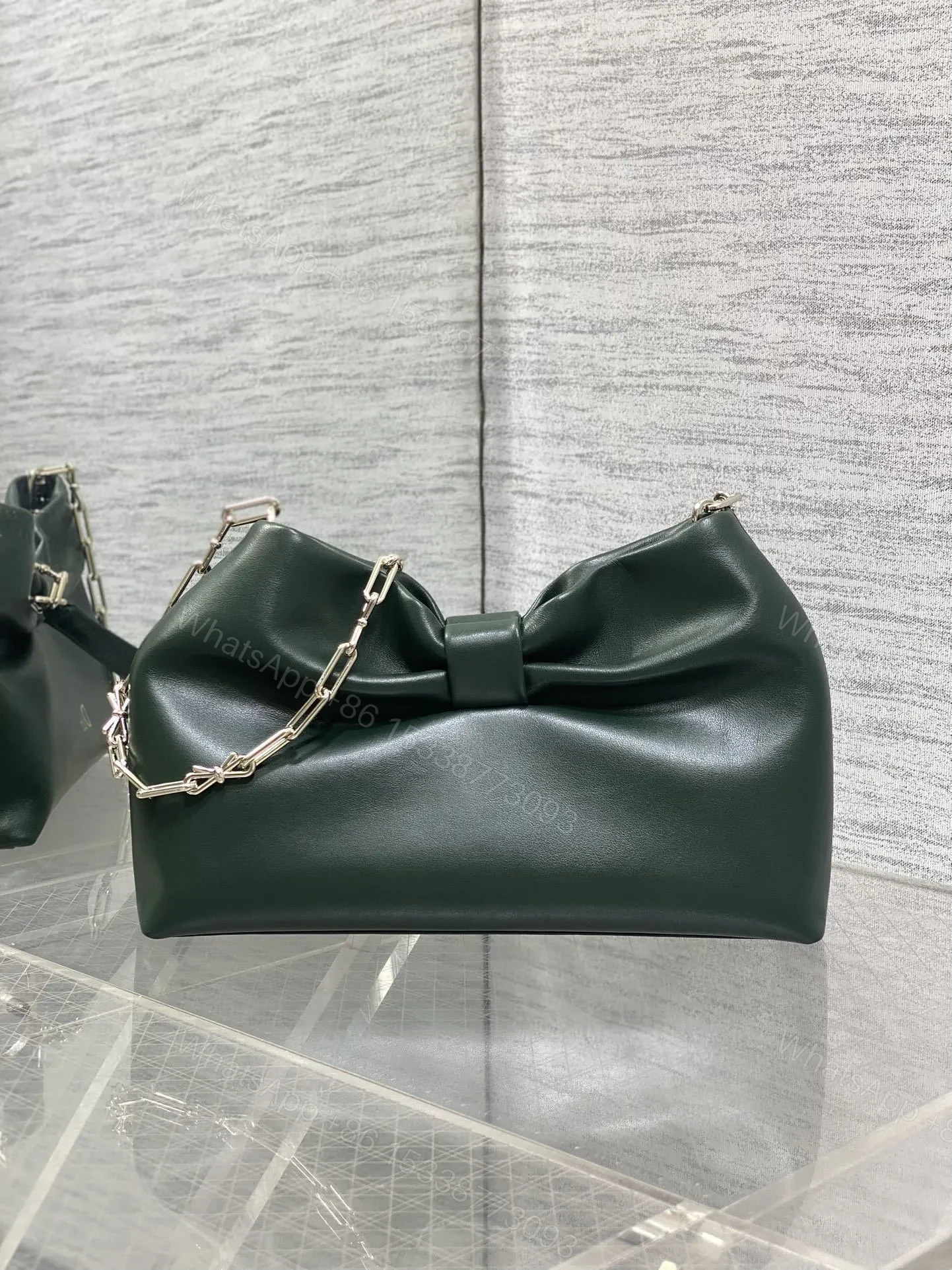 View 3 of Dior Bow Bag Small Dark Green