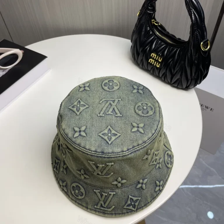 View 2 of Denim LV Monogram Bucket Hat â€“ Luxe, Streetwear Ready