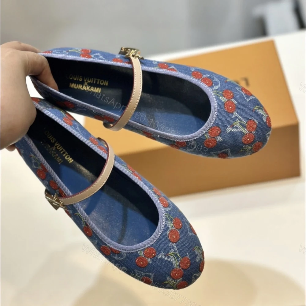View 5 of LOUIS VUITTON X TAKASHI MURAKAMI ROMY FLAT BALLERINA MONOGRAM CHERRY DENIM 1AHKOV