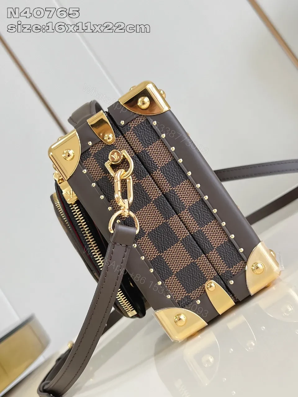 View 4 of Checkerboard Satchel with Skull Accent – Compact Luxury Bag