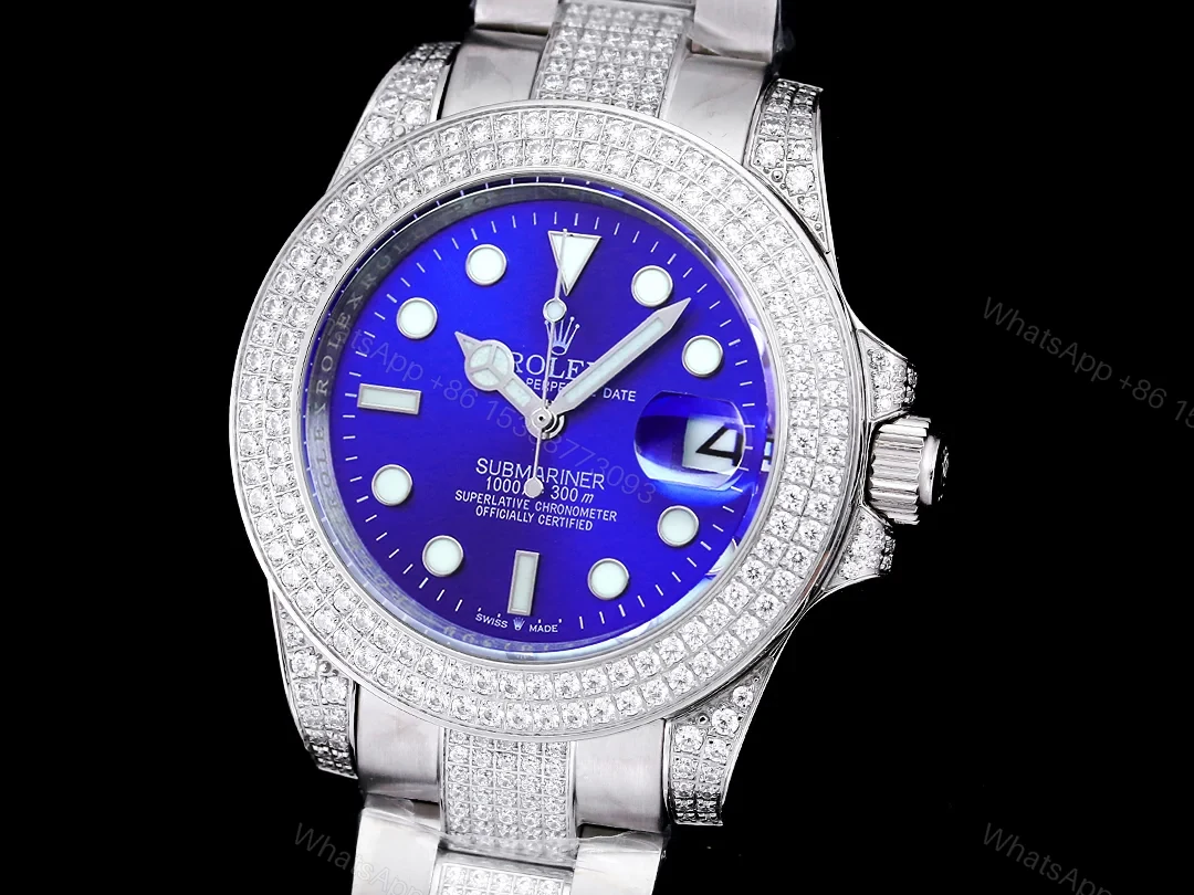 View 2 of Rolex Full Iced Diamond Dial Three-Link Bracelet Luxury Watch 42mm Ultimate Edition RG-ROLEX-FULL-ICED-STAR-DIAMOND-42