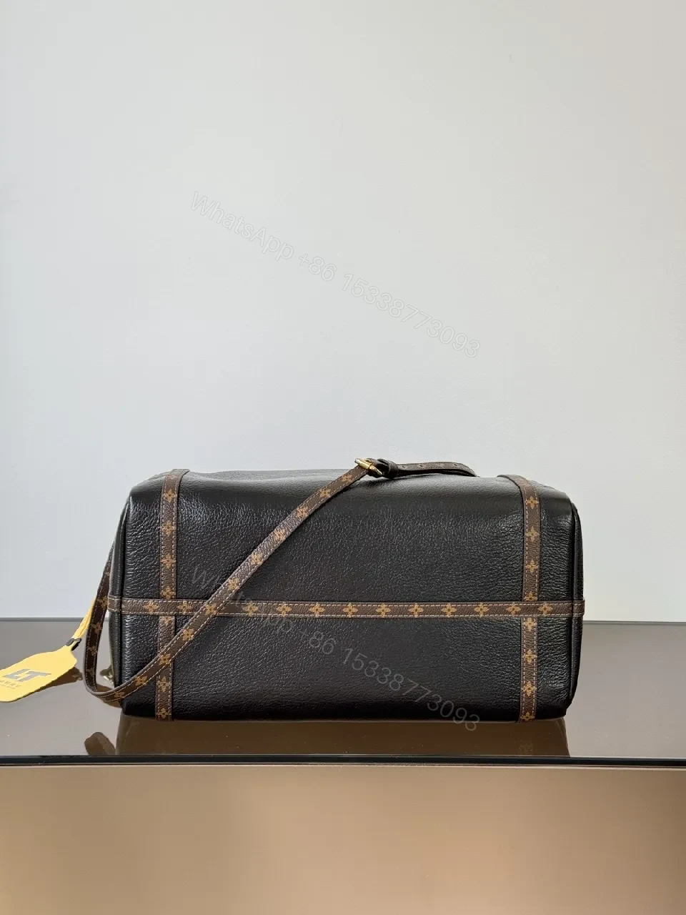 View 6 of Structured Leather Satchel: Monogram Accents, Gold Hardware, Everyday Utility