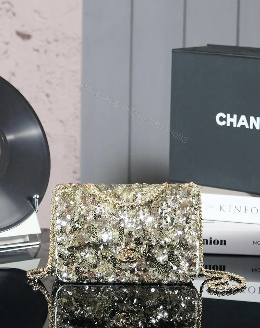 CHANEL一比一金色亮片鏈條包 女士精品菱格手袋 晚宴奢華氣場款 — view 1