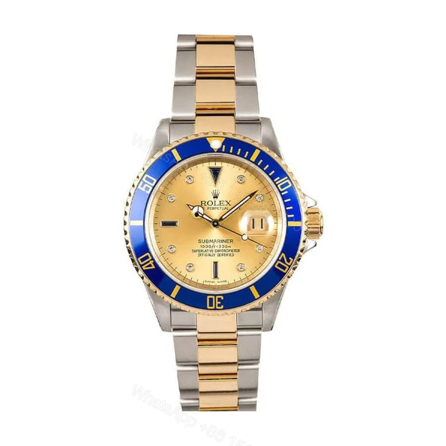 Rolex Submariner 16613 Super Clone : Two-Tone Serti Diamond Dial 40mm — view 1