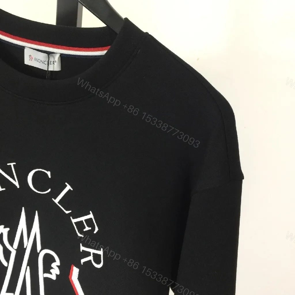 View 2 of Black Cotton-Blend Modern Logo Crewneck Sweatshirt with Crest Details