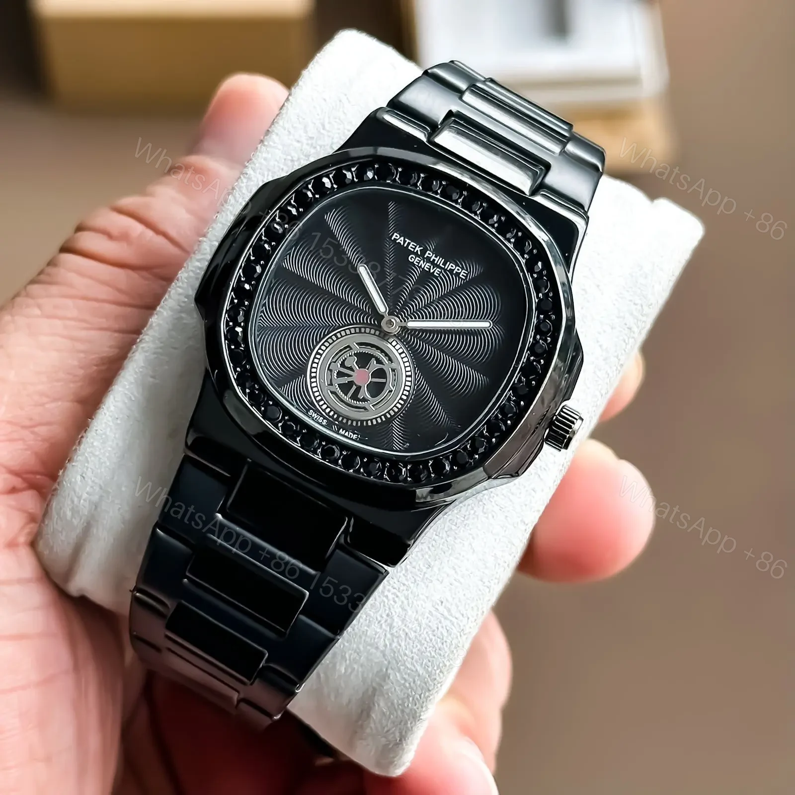 Patek Phillipe Nautilus Full Black # Patek Phillipe # Men?s # Model: Nautilus Features:- > MATERIAL ? Stainless Steel — view 1
