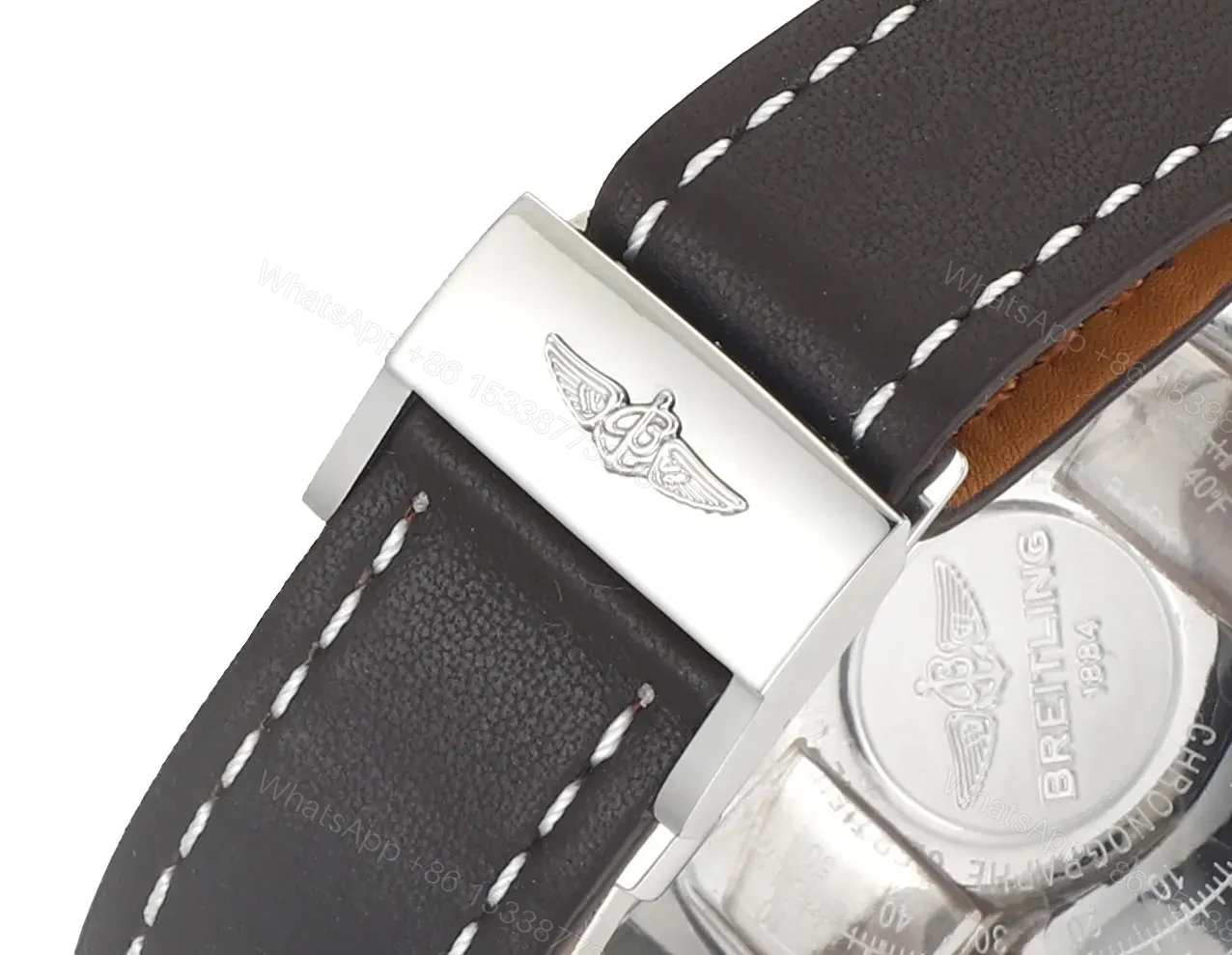 View 9 of Breitling Navitimer B01 Chronograph 43mm Stainless Steel Watch with Black Leather Strap