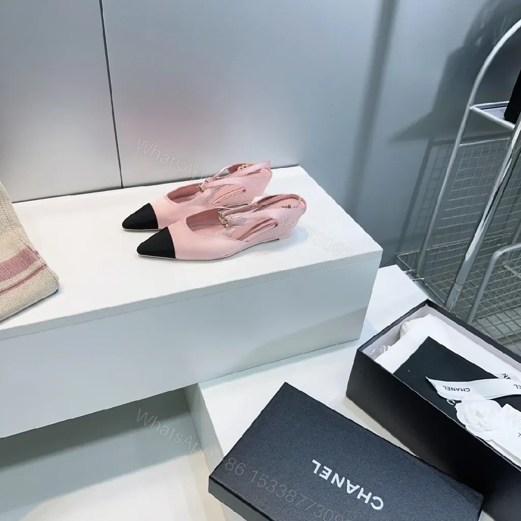 Pink Leather Slingbacks with Black Cap Toe - Luxury Everyday Style — view 1