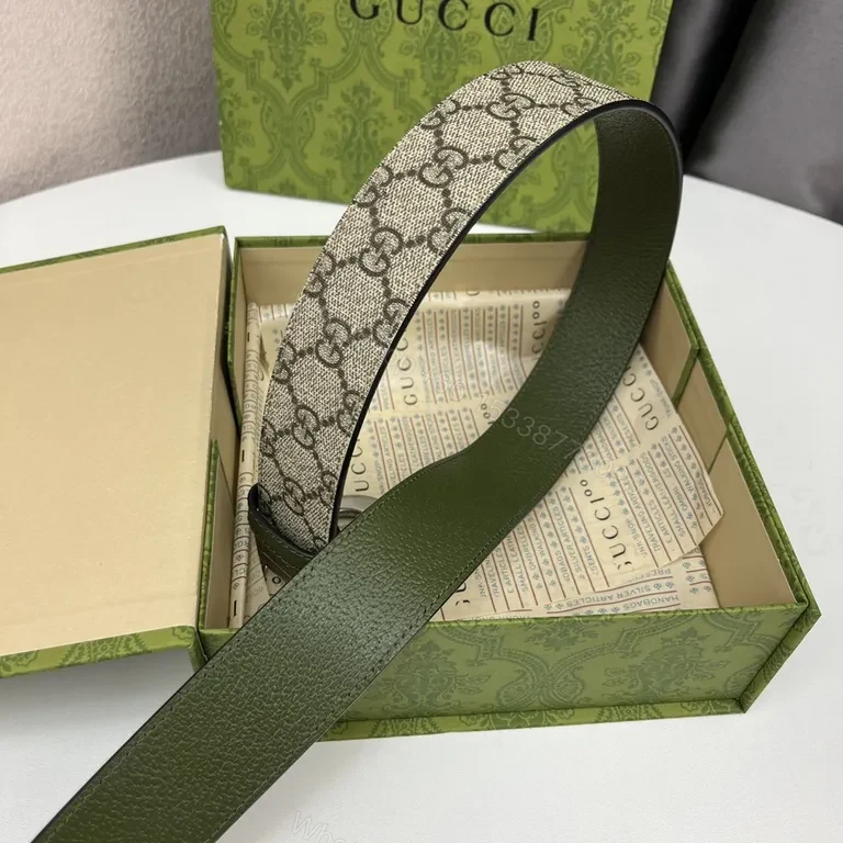 View 9 of Iconic GG Monogram Belt â€” Double-Ring Buckle Leather Edge Finish