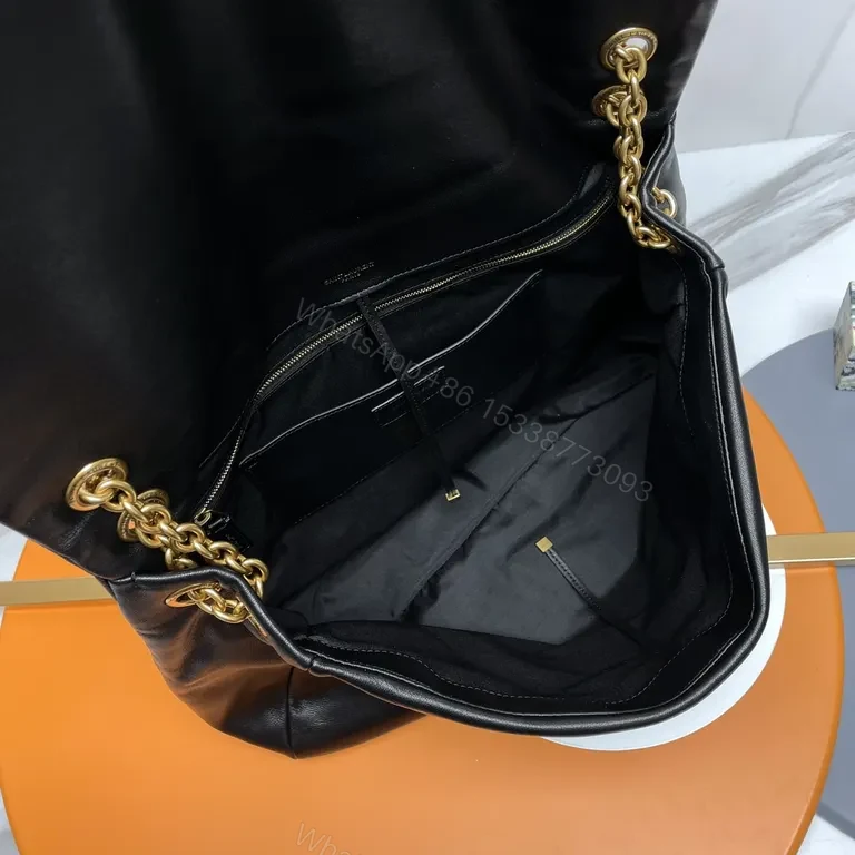 View 8 of Chic Black Quilted Leather Shoulder Bag with Chain Strap