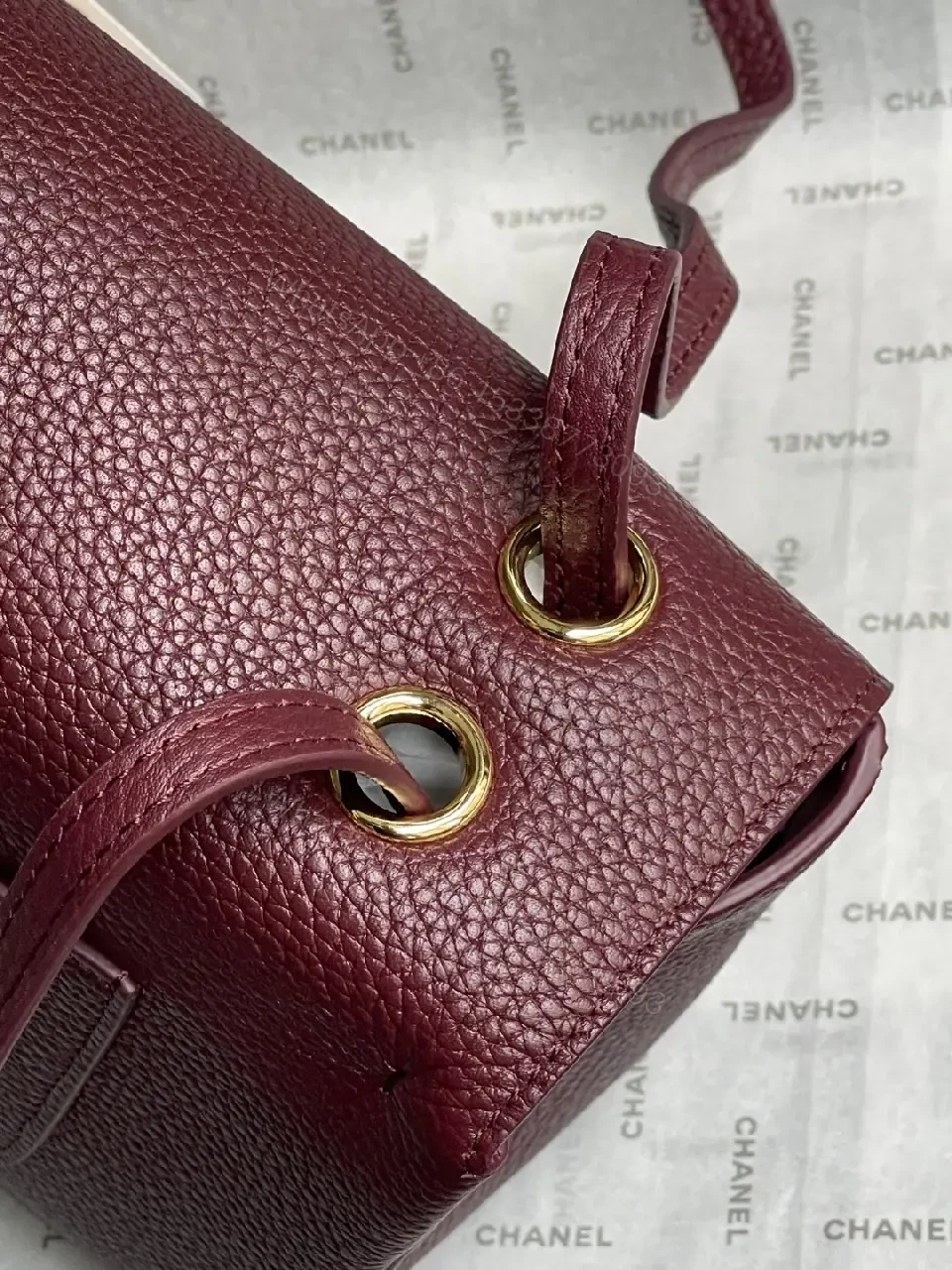 View 7 of Burgundy Textured Leather Shoulder Bag: Compact Luxury