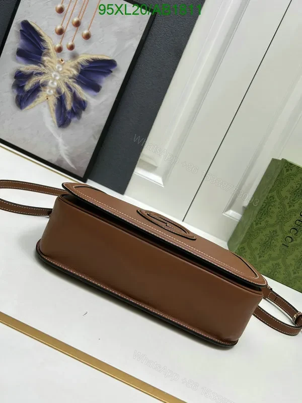 View 13 of Knockoff Gucci Blondie Smooth Brown Leather Shoulder Bag for Women PTF637