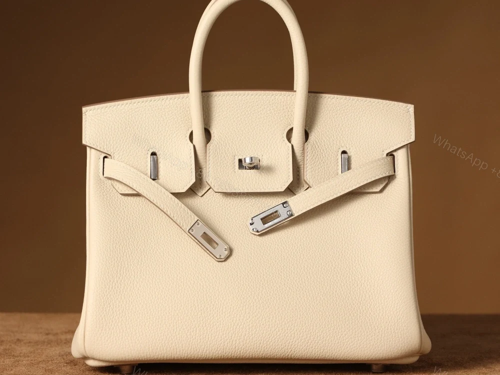 View 3 of 高仿HermesBirkin25柏金包獨家渠道奶昔白銀扣