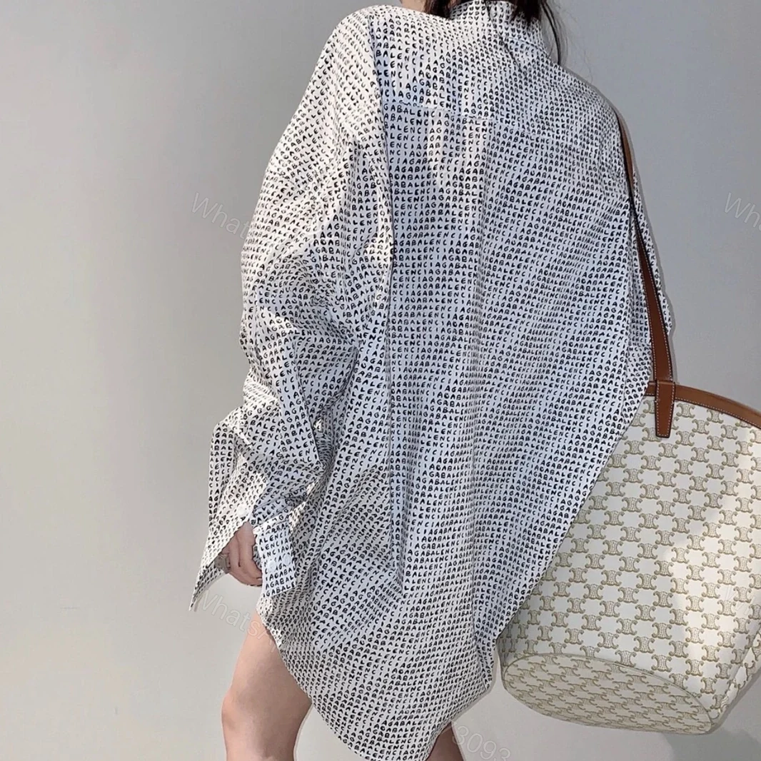 View 18 of 高仿Balenciaga*FW24系列627023拼色條紋長袖襯衫灰色