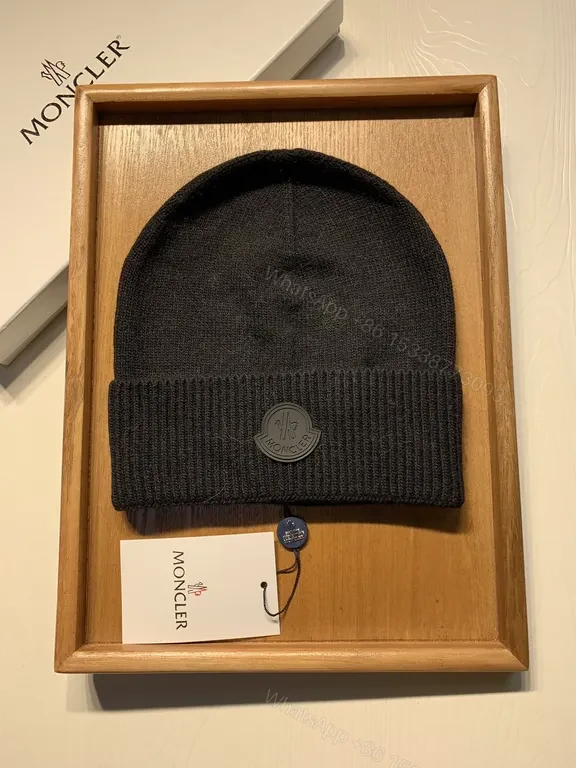 Cozy Black Knit Beanie â€” Premium Moncler Warmth Hat — view 1
