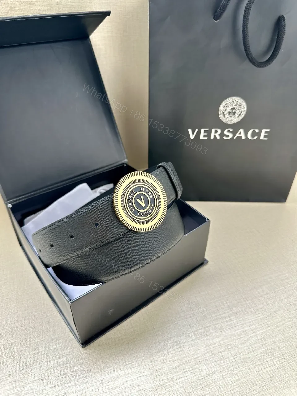 View 7 of Navy Velvet Belt with Circular Medallion Buckle - Luxury Style Belt