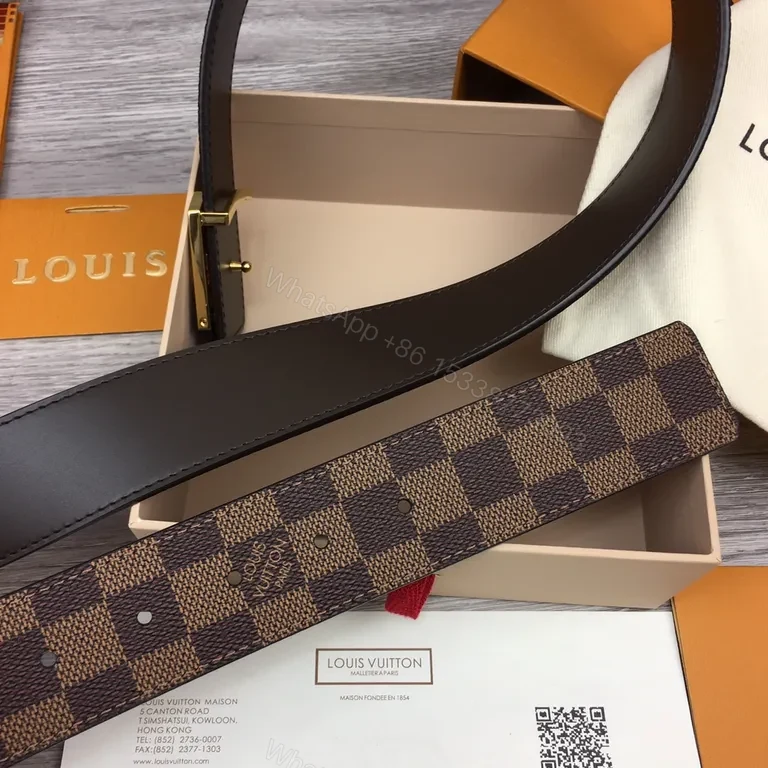 View 7 of Louis Vuitton Damier Canvas Belt with Signature Buckle