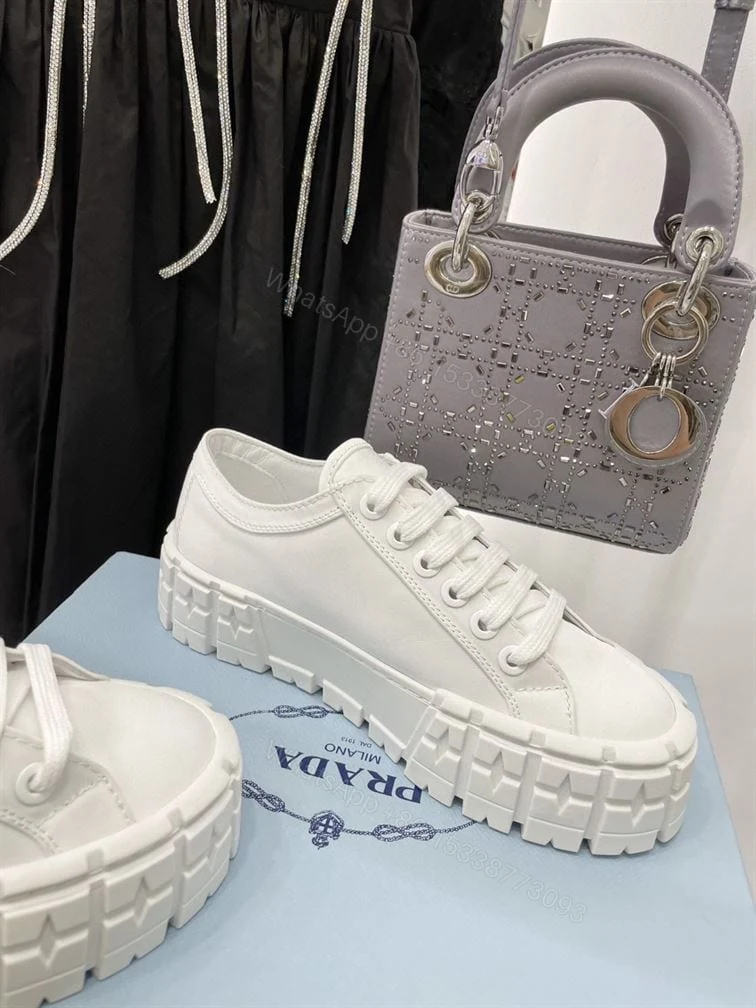 View 7 of PRADA DOUBLE WHEEL RE-NYLON GABARDINE SNEAKERS WHITE – PRD083