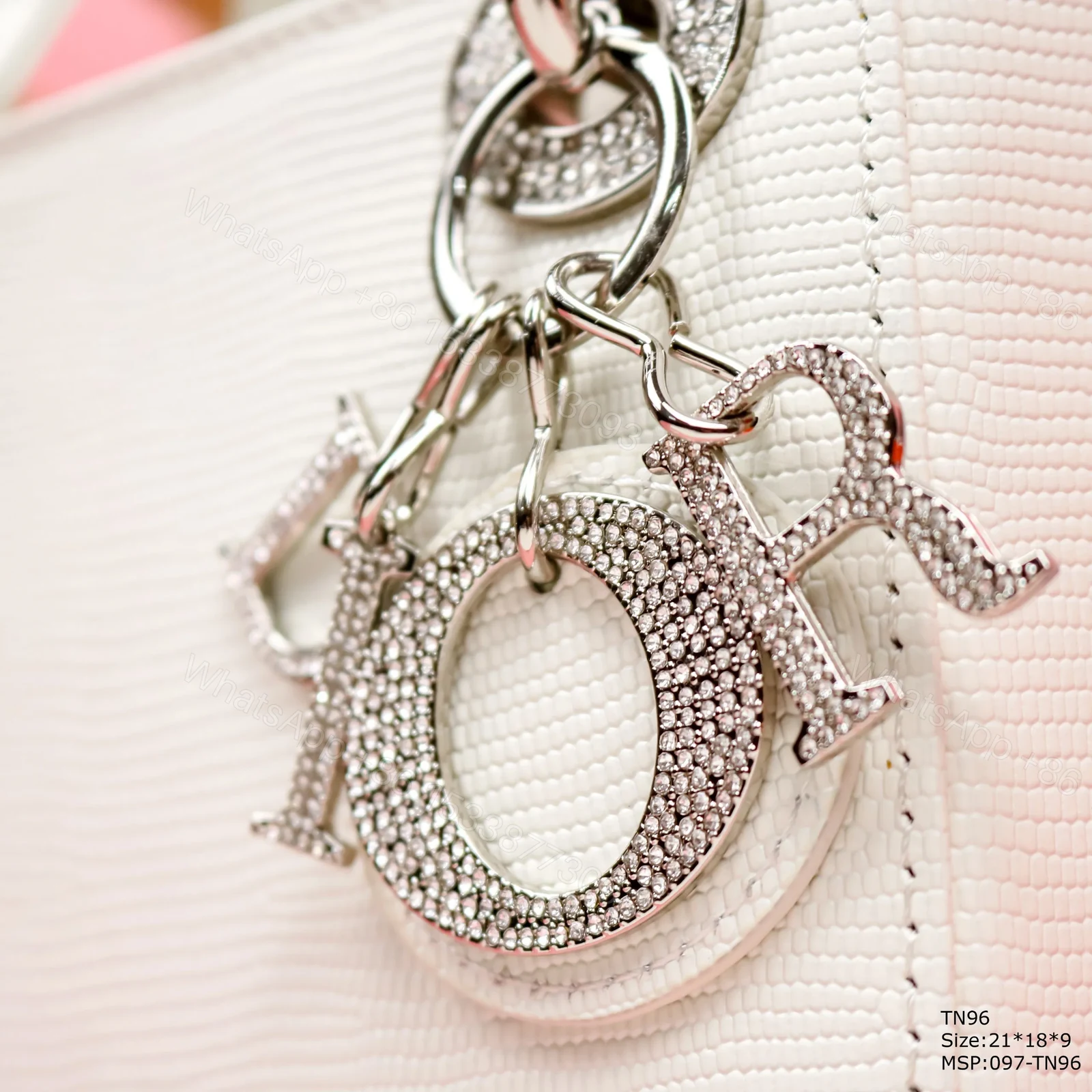 View 2 of Dior My Lady White Beaded Handbag 21x18x9cm