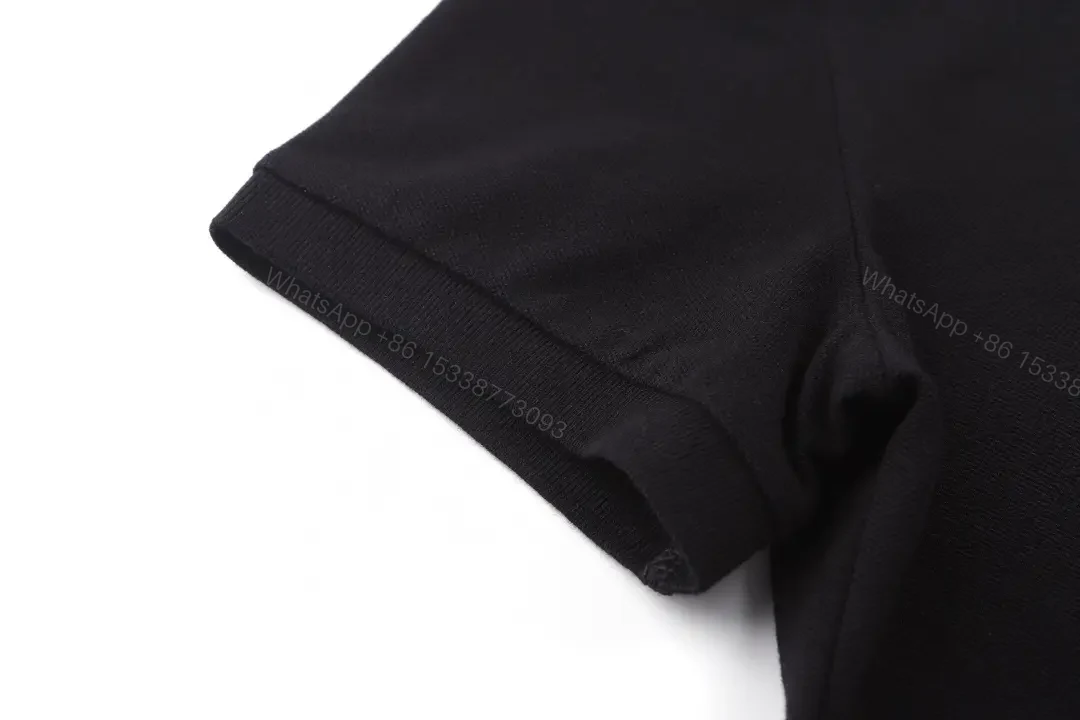 View 2 of Classic Black Polo with Subtle Crest, Premium Cotton-Blend, Menswear