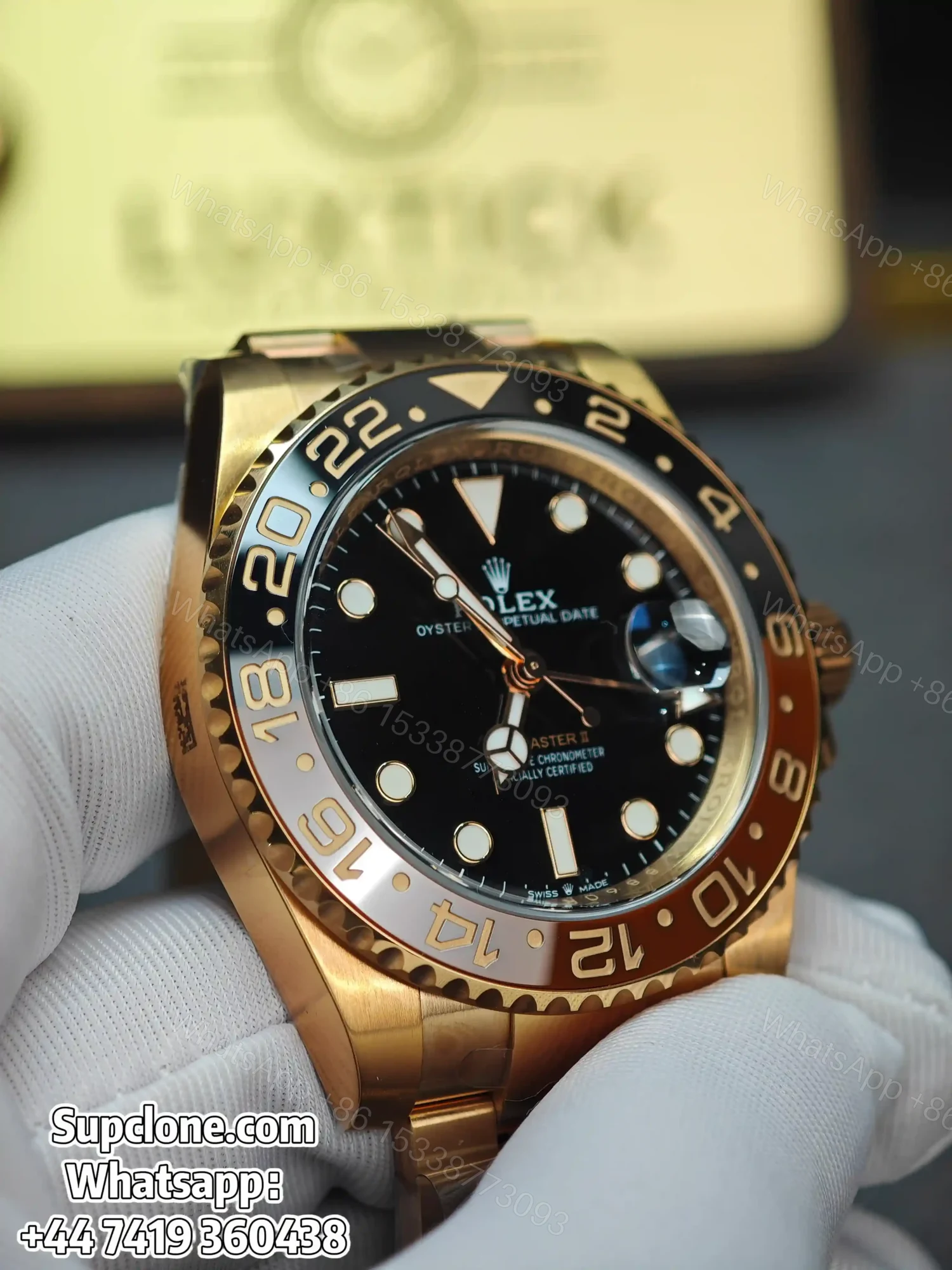 View 5 of Rolex Super Clone Watches 1:1 Full Gold Root Beer GMT-Master II 126715CHNR 3285 Movement
