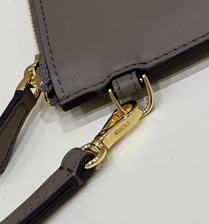View 7 of Taupe Fendi Roma Snakeskin Clutch â€“ Sleek, Structured luxury