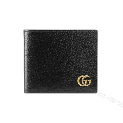 Gucci Men GG Marmont Leather Bi Fold Wallet Black Metal Free Tanned Leather Double G – WGR005 — view 1