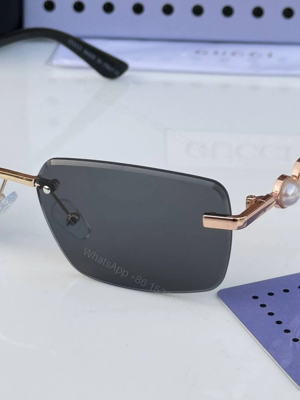 View 5 of First Copy Gucci 18327 Gold Black Luxury Designer Sunglasses Premium UV Protection Eyewear