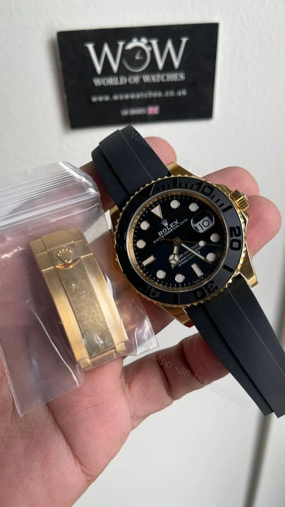 View 2 of CLEAN FACTORY 1:1 Rolex Yacht-Master 42mm 226658 YG Black Dial on Rubber Strap VR3235