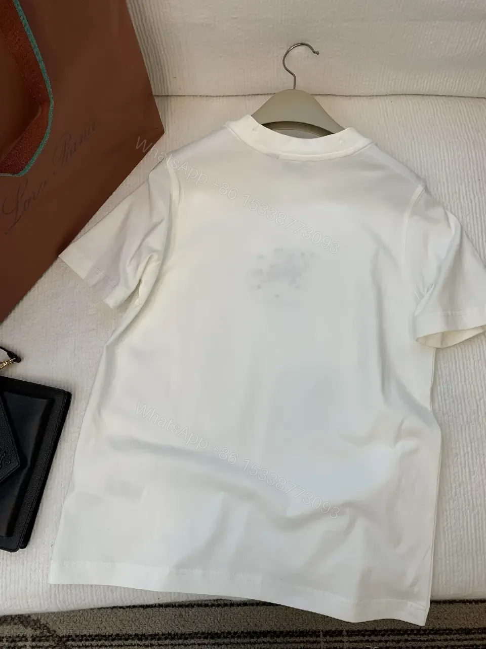 View 8 of White Cotton Tee with Subtle Embroidery, Minimalist Luxe, Essential Comfort