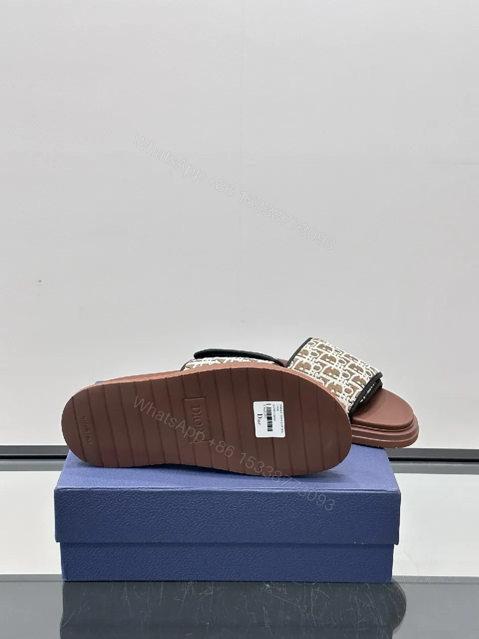 View 5 of Patterned Luxury Slide | Monogram Strap | Cushioned Footbed | All-Day Comfort Slide