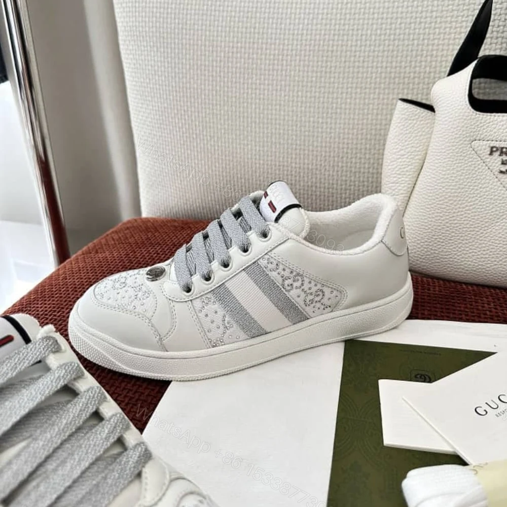 View 5 of Gucci Women’S GG Ctystal Screener Sneaker White ‎732193 FADQ7 9096