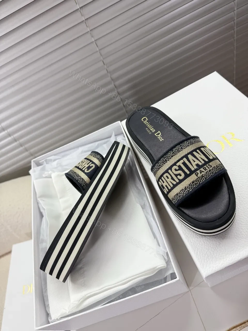 View 3 of Bold Logo Stripes Slip-On Sandals: Elevated Comfort