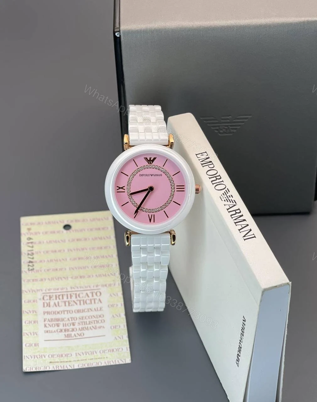 View 3 of Emporio Armani Ceramic Ladies Round 36mm Quartz
